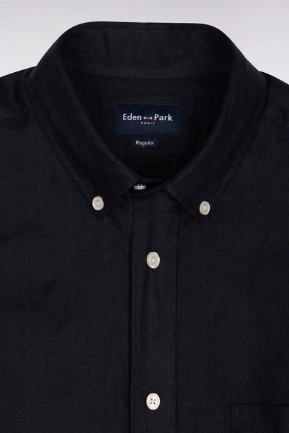 Eden Park 0 Men Straight-Cut Shirt in Navy Linen SKU: E26CHECL0001_BLF Image 06