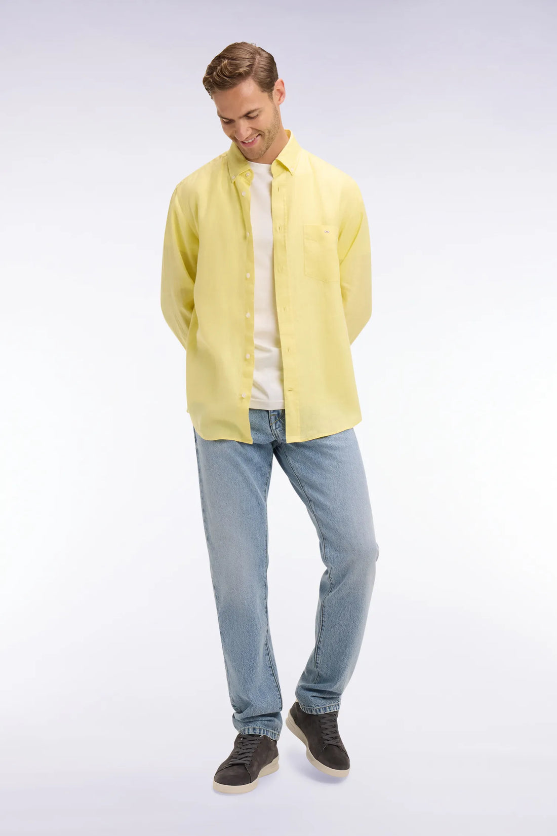 Eden Park Yellow Men Straight Yellow Linen Shirt SKU: E26CHECL0001_JAC16 Image 01