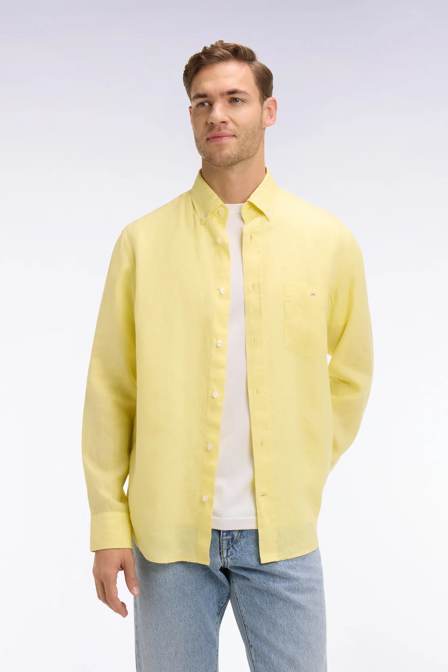 Eden Park Yellow Men Straight Yellow Linen Shirt SKU: E26CHECL0001_JAC16 Image 03