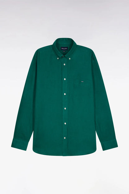 Eden Park Green Men Straight-Cut Shirt in Mint Green Linen SKU: E26CHECL0001_VEM41 Image 02