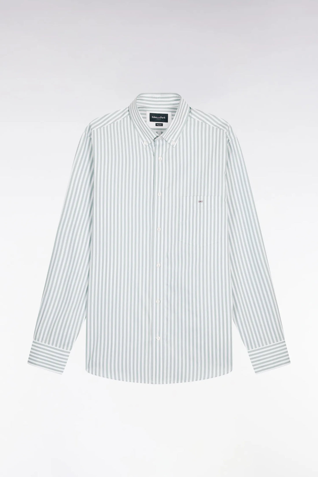 Eden Park Sky Blue Men Sky Blue Cotton Shirt with Stick Stripes SKU: E26CHECL0004_BLC6 Image 02