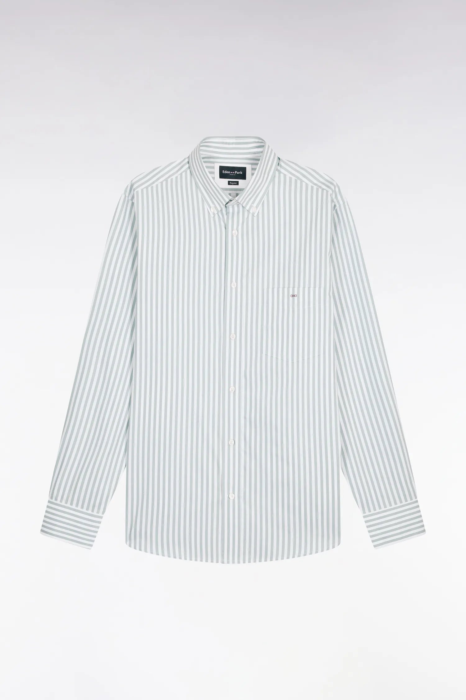 Eden Park Sky Blue Men Sky Blue Cotton Shirt with Stick Stripes SKU: E26CHECL0004_BLC6 Image 02