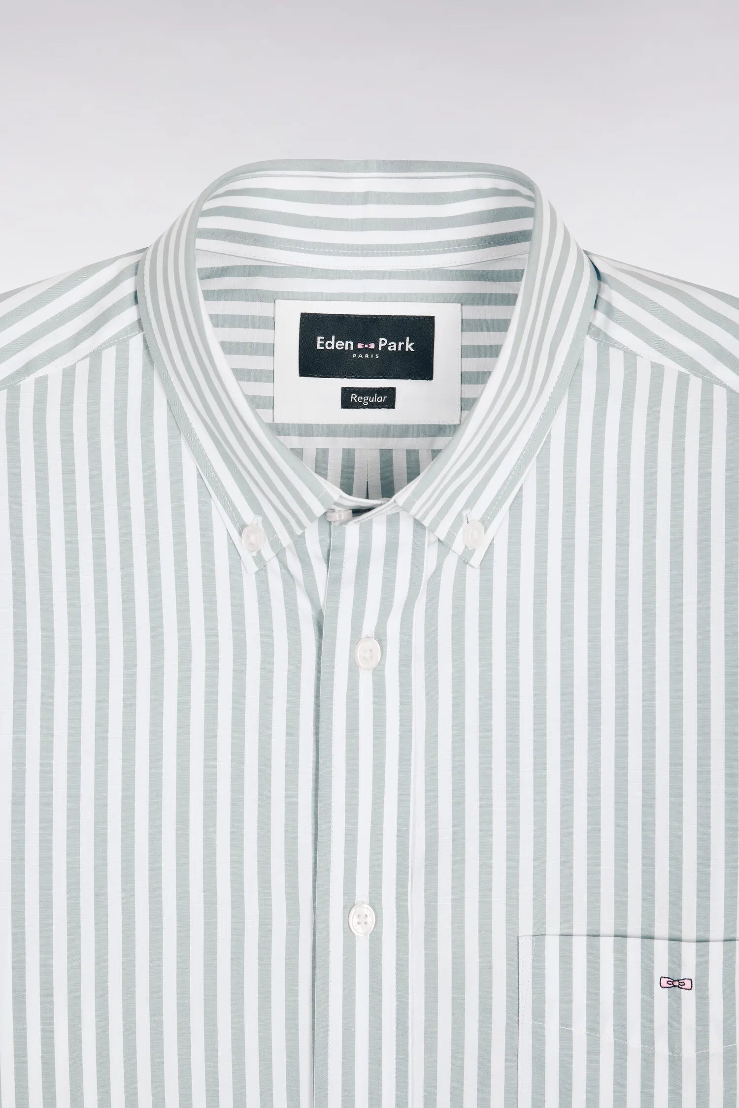 Eden Park Sky Blue Men Sky Blue Cotton Shirt with Stick Stripes SKU: E26CHECL0004_BLC6 Image 06