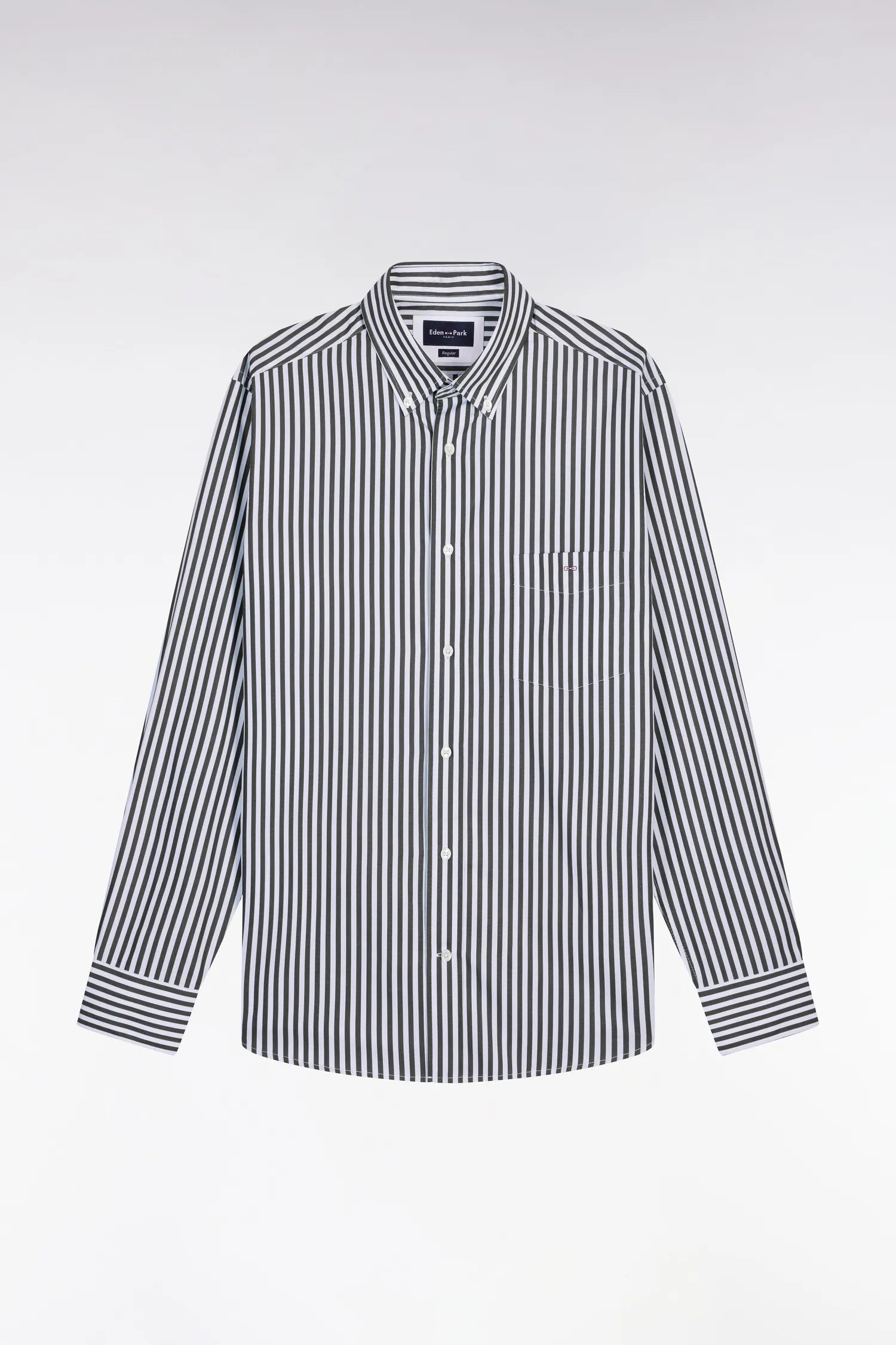 Eden Park Navy Blue Men Navy Blue Cotton Shirt with Stick Stripes SKU: E26CHECL0004_BLF Image 02