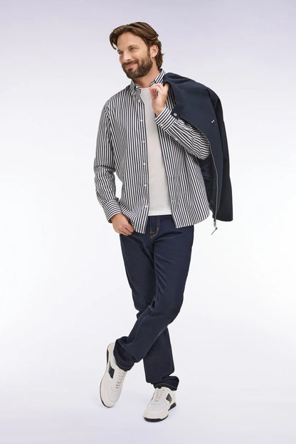Eden Park Navy Blue Men Navy Blue Cotton Shirt with Stick Stripes SKU: E26CHECL0004_BLF Image 03