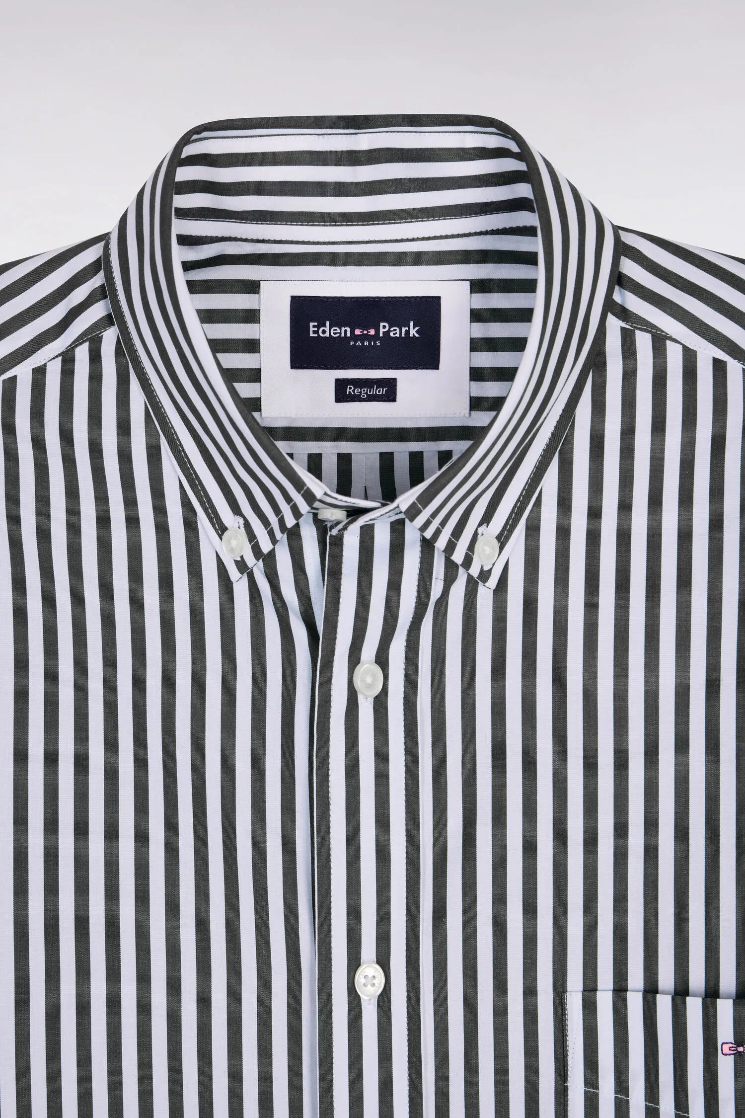 Eden Park Navy Blue Men Navy Blue Cotton Shirt with Stick Stripes SKU: E26CHECL0004_BLF Image 06