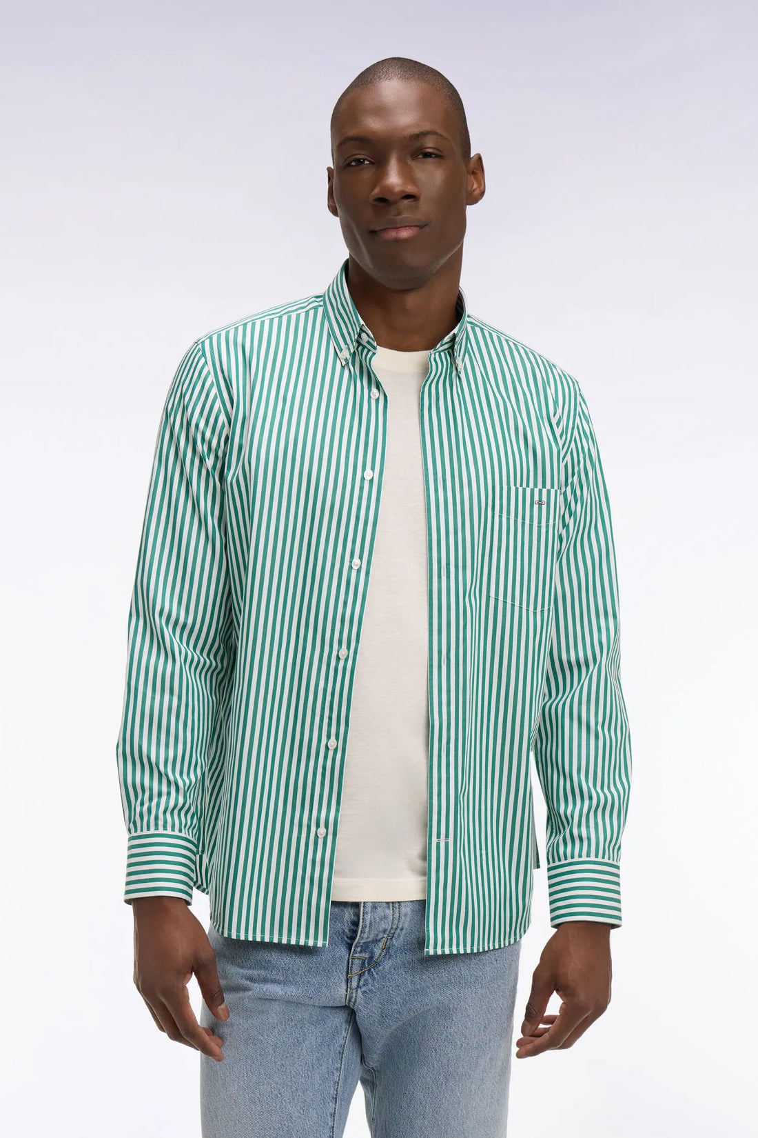Eden Park Green Men Green Cotton Shirt with Stick Stripes SKU: E26CHECL0004_VEM41 Image 01