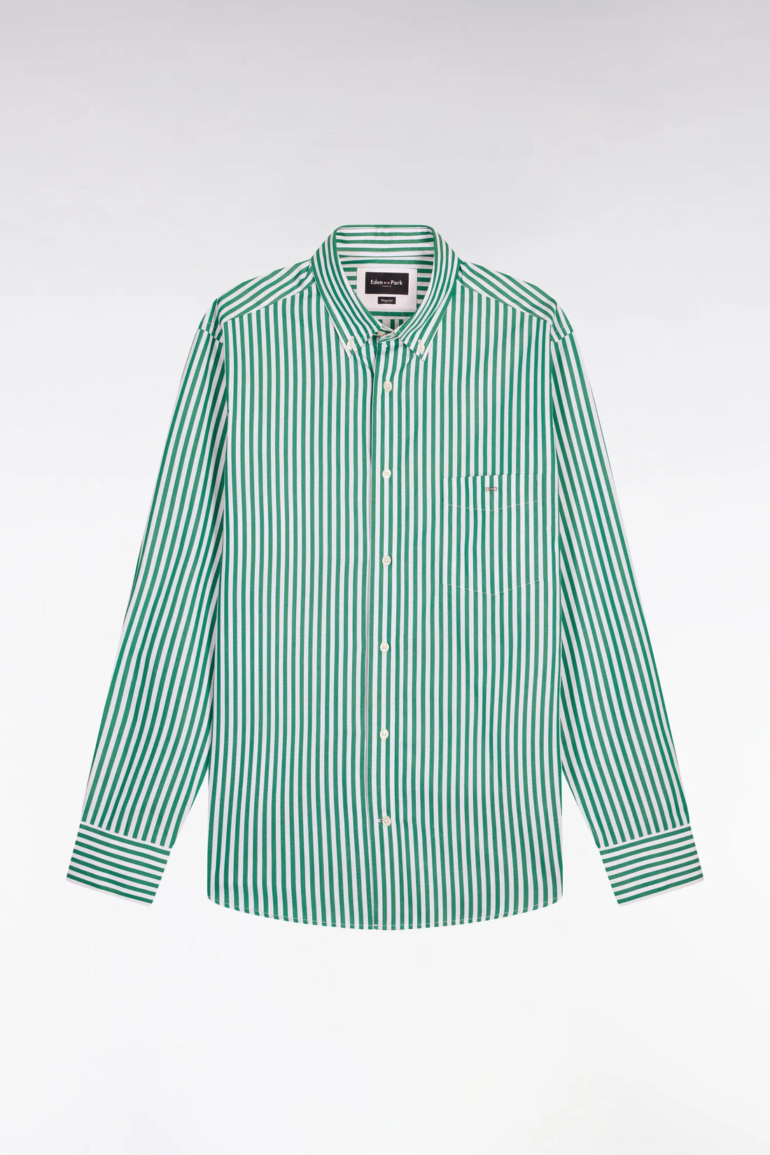 Eden Park Green Men Green Cotton Shirt with Stick Stripes SKU: E26CHECL0004_VEM41 Image 02