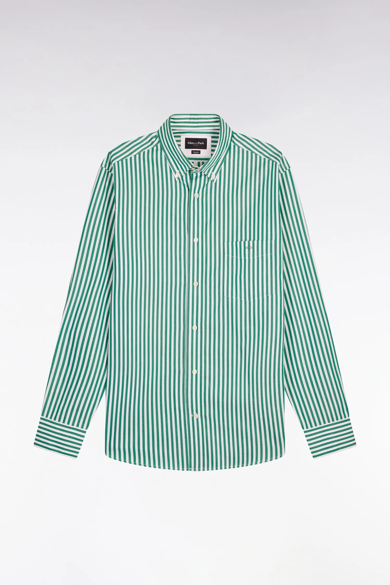 Eden Park Green Men Green Cotton Shirt with Stick Stripes SKU: E26CHECL0004_VEM41 Image 02