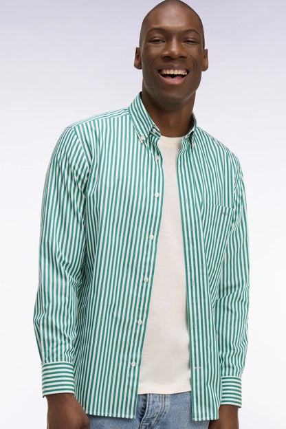 Eden Park Green Men Green Cotton Shirt with Stick Stripes SKU: E26CHECL0004_VEM41 Image 03