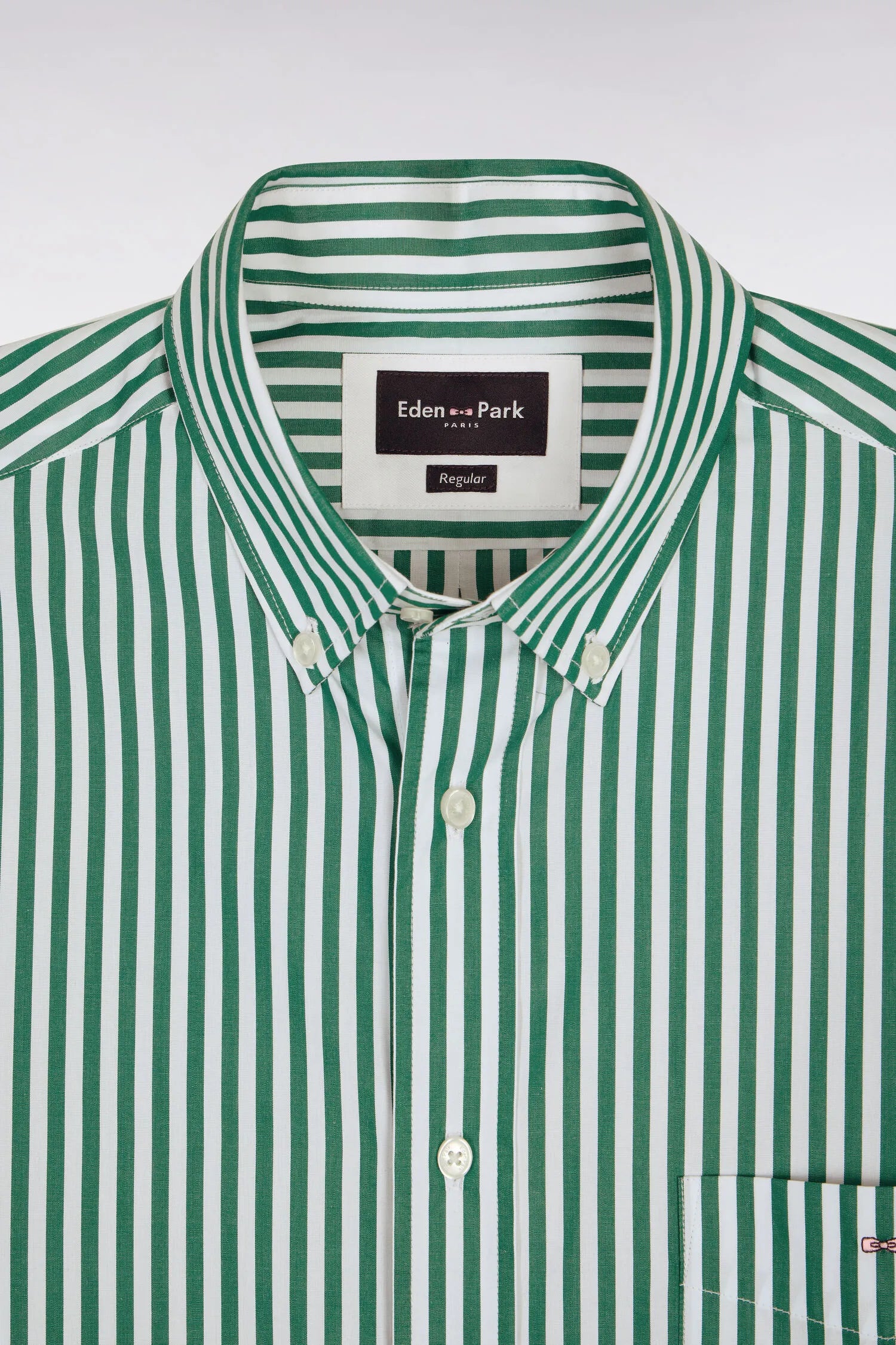 Eden Park Green Men Green Cotton Shirt with Stick Stripes SKU: E26CHECL0004_VEM41 Image 06
