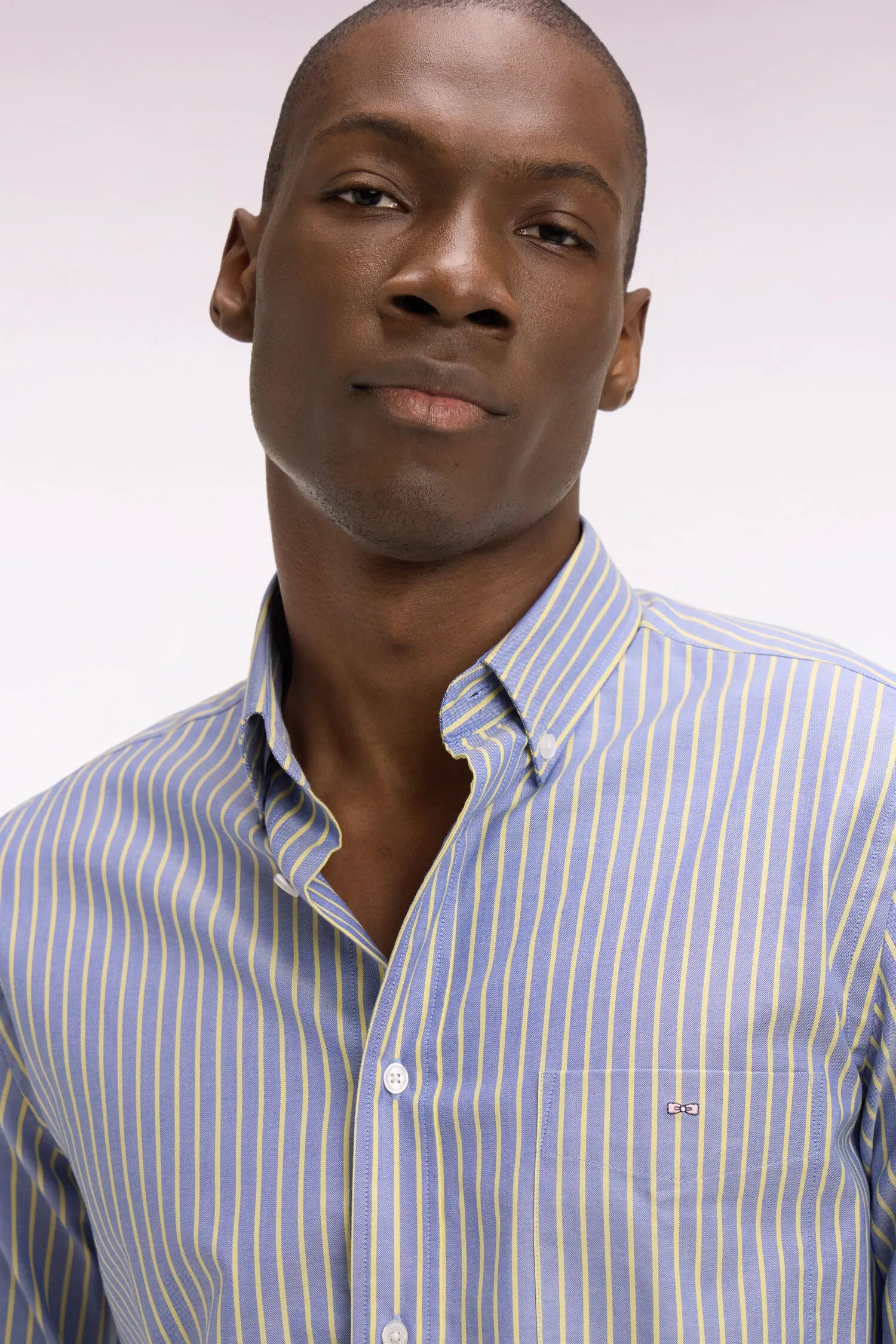 Eden Park 0 Men Regular Fit Pinpoint Cotton Shirt with Yellow Stripes SKU: E26CHECL0005_JAC16 Image 03