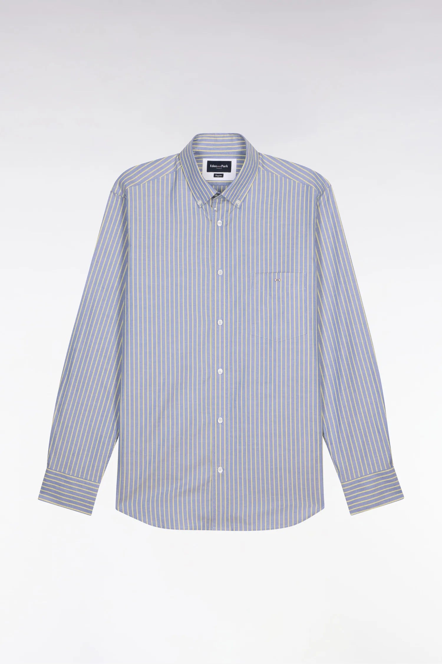 Eden Park 0 Men Regular Fit Pinpoint Cotton Shirt with Yellow Stripes SKU: E26CHECL0005_JAC16 Image 05