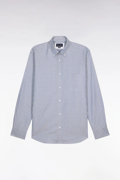 Eden Park 0 Men Regular Fit Pinpoint Cotton Shirt with Yellow Stripes SKU: E26CHECL0005_JAC16 Image 05
