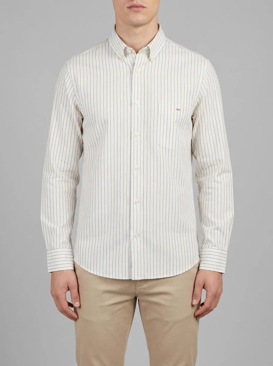 Eden Park 0 Men Regular Fit Pinpoint Striped Cotton Shirt SKU: E26CHECL0006_BLC25 Image 00