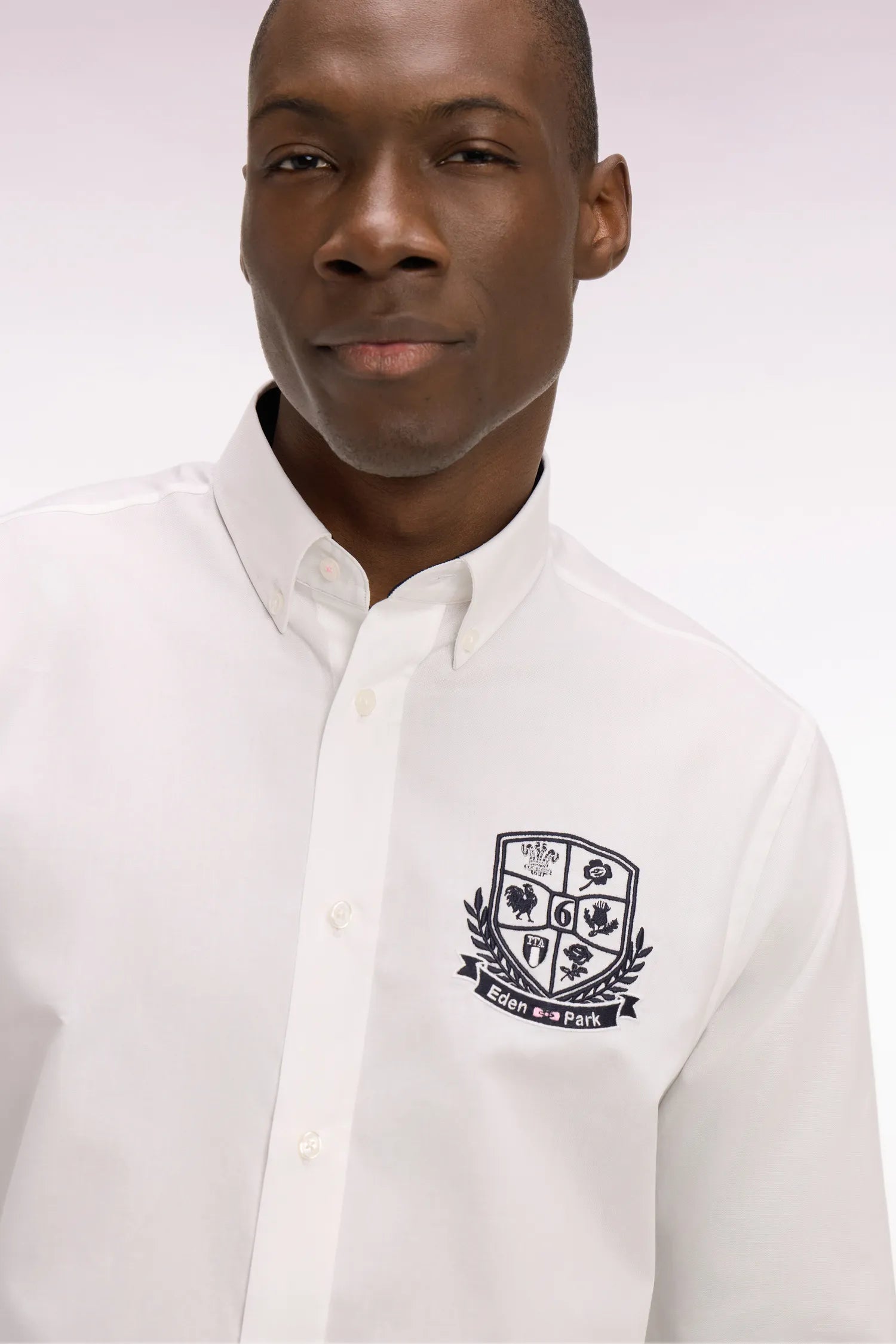 Eden Park White Men White Pinpoint Cotton Shirt with 6 Nations Coat of Arms Embroidery SKU: E26CHECL0019_BC Image 04