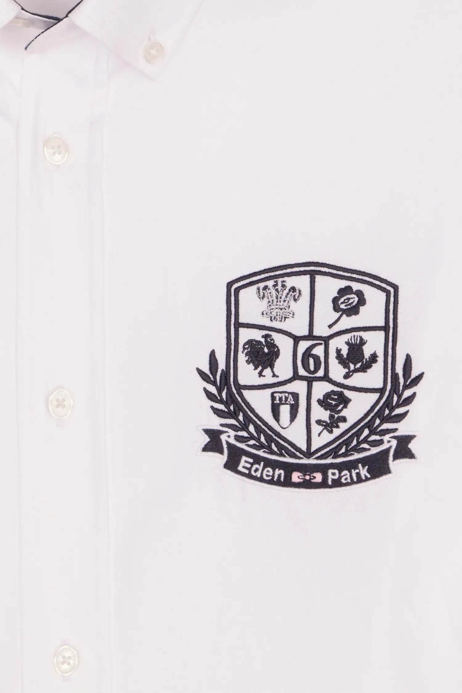 Eden Park White Men White Pinpoint Cotton Shirt with 6 Nations Coat of Arms Embroidery SKU: E26CHECL0019_BC Image 06