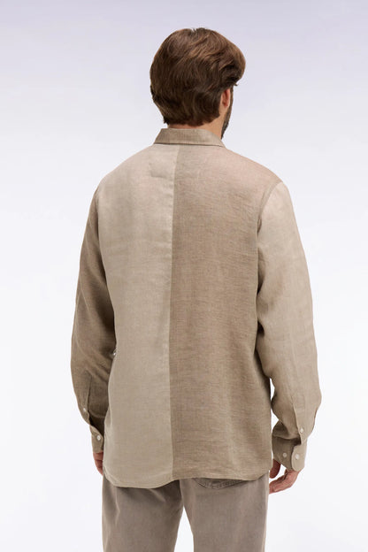 Eden Park Beige Men Regular Fit Beige Two-Tone Linen Shirt SKU: E26CHECL0030_BEM30 Image 05