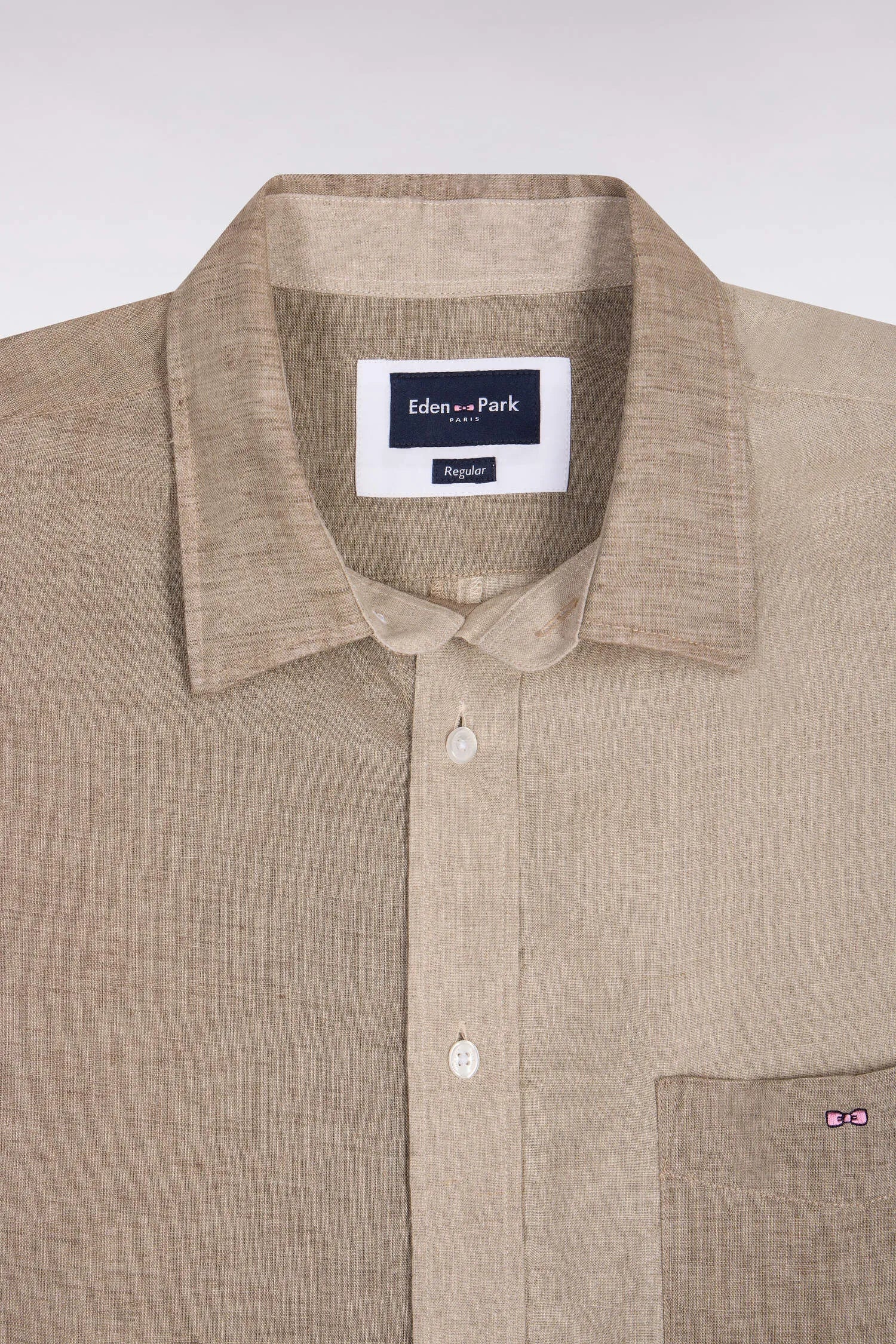 Eden Park Beige Men Regular Fit Beige Two-Tone Linen Shirt SKU: E26CHECL0030_BEM30 Image 06