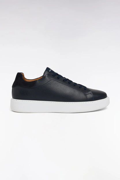 Eden Park 0 Men Navy Grained Leather Sneakers SKU: E26CHSTE0010_BLF Image 01