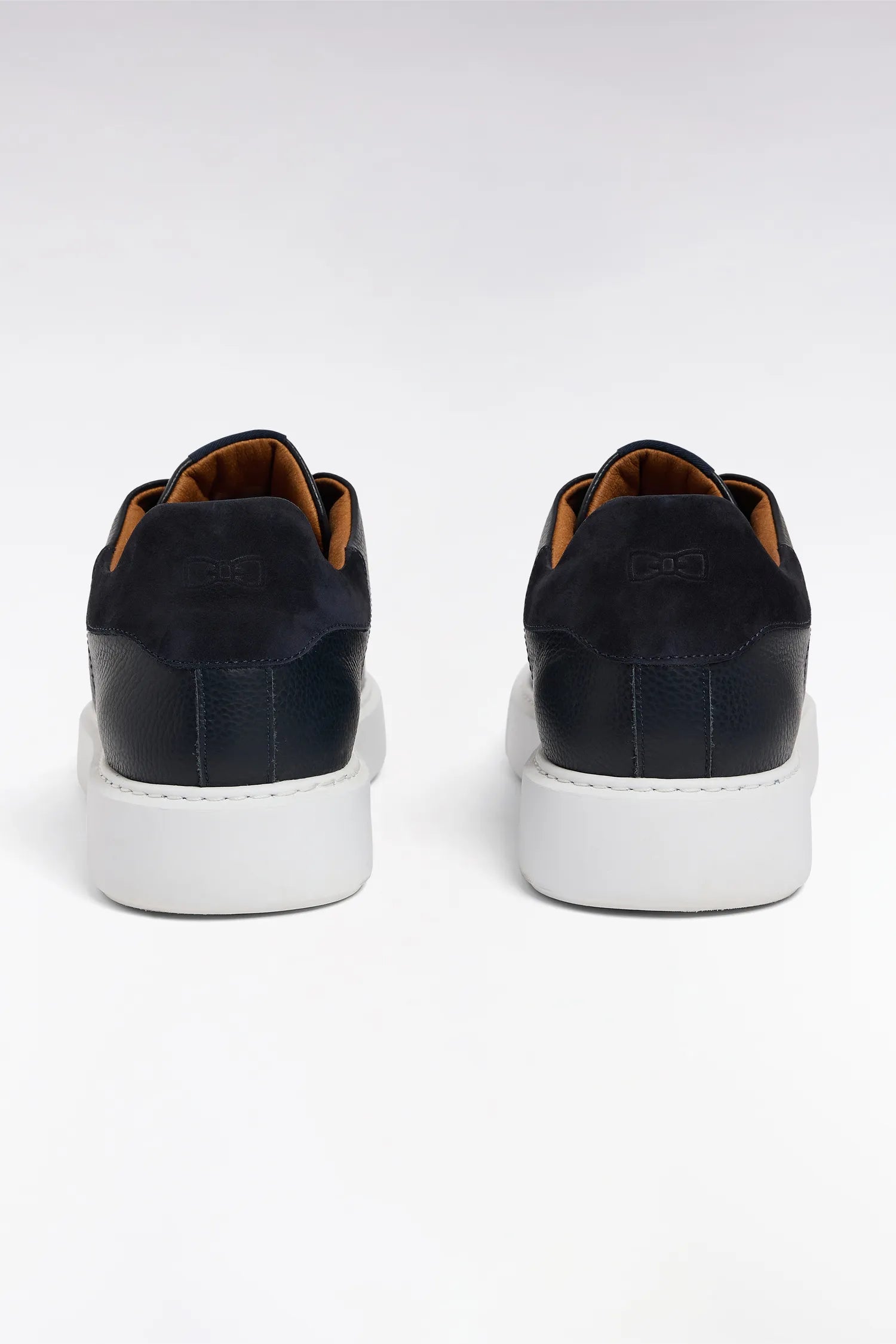 Eden Park 0 Men Navy Grained Leather Sneakers SKU: E26CHSTE0010_BLF Image 03