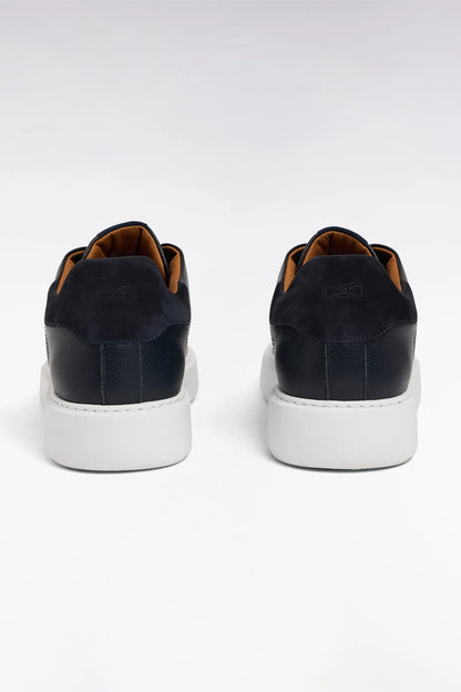 Eden Park 0 Men Navy Grained Leather Sneakers SKU: E26CHSTE0010_BLF Image 03