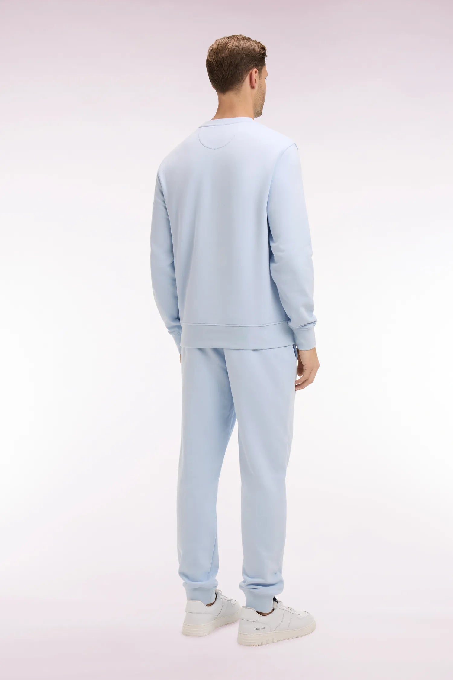 Eden Park 0 Men Plain Sky Blue Cotton Fleece Joggers SKU: E26MAIJO0003_BLC25 Image 04
