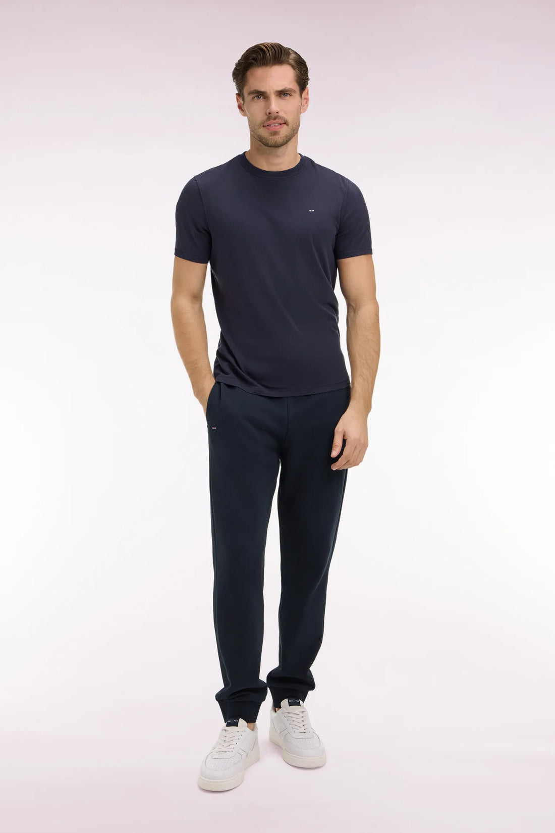 Eden Park 0 Men Plain Navy Cotton Fleece Joggers SKU: E26MAIJO0003_BLF Image 01