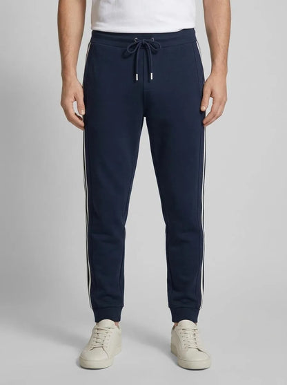 Eden Park 0 Men Regular Fit Navy Cotton Blend Joggers with Contrasting Panels SKU: E26MAIJO0007_BLF Image 00