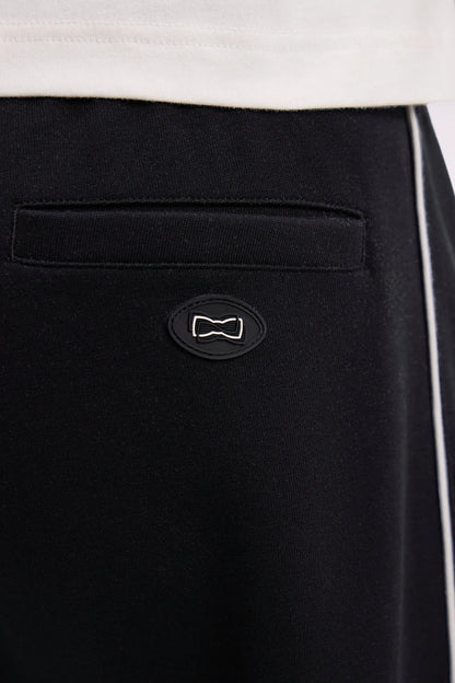 Eden Park 0 Men Regular Fit Black Interlock Jogging Pants with Contrasting Panels SKU: E26MAIJO0008_NO Image 03
