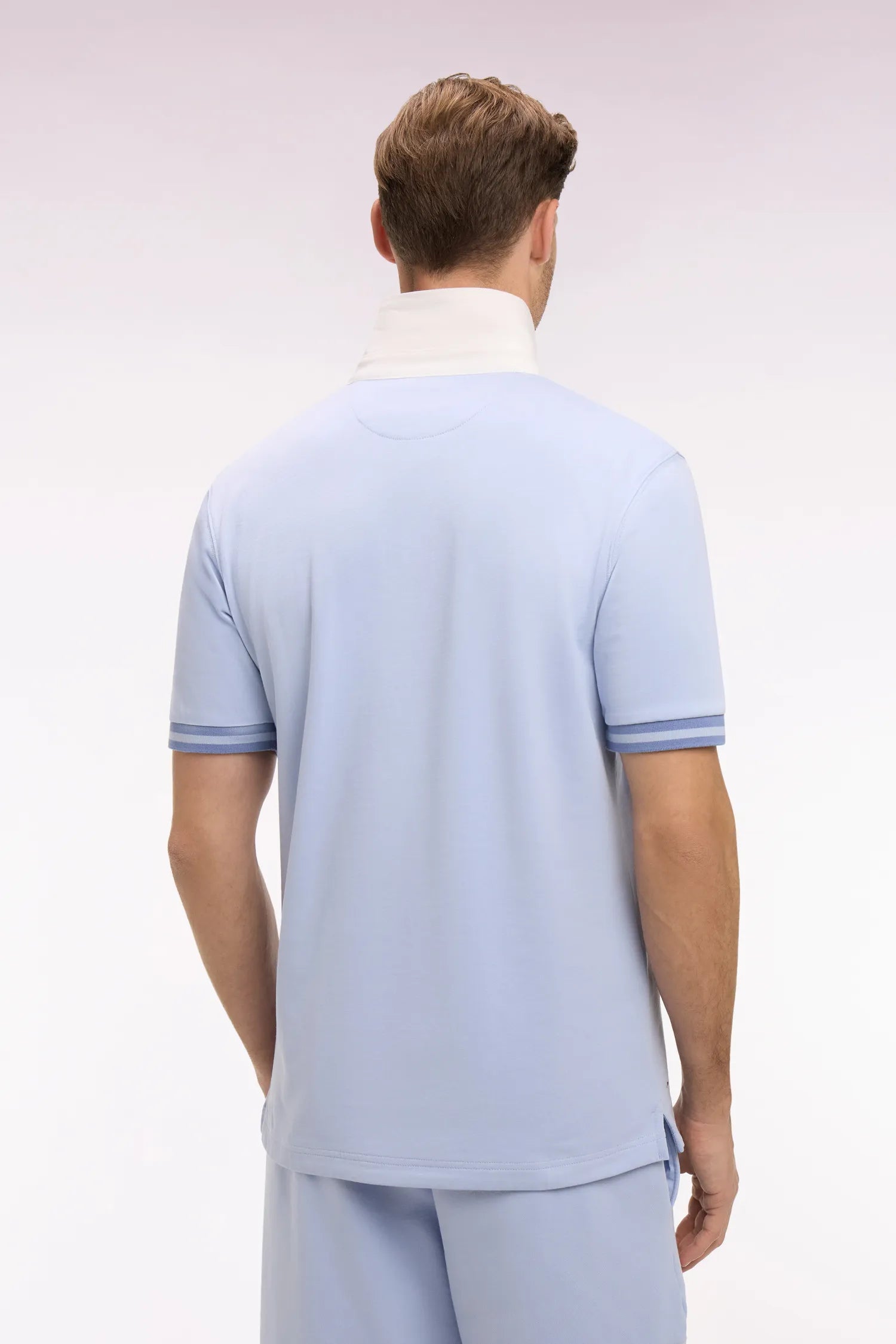 Eden Park 0 Men Short-Sleeved Sky Blue Cotton Jersey Jersey with Embroidered Crest SKU: E26MAIMC0002_BLC6 Image 04