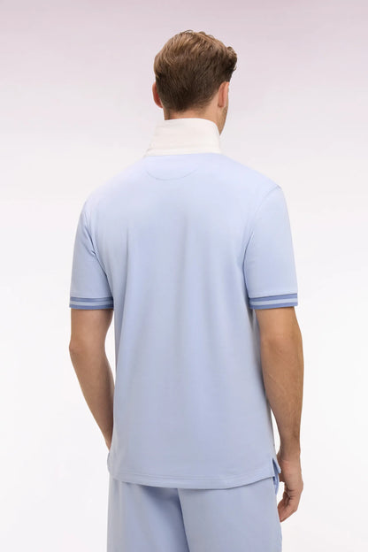 Eden Park 0 Men Short-Sleeved Sky Blue Cotton Jersey Jersey with Embroidered Crest SKU: E26MAIMC0002_BLC6 Image 04
