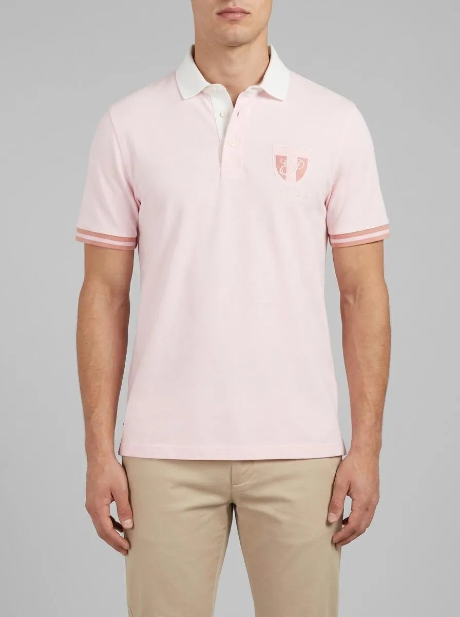 Eden Park 0 Men Short-Sleeved Pink Cotton Jersey Jersey with Embroidered Crest SKU: E26MAIMC0002_ROC21 Image 00