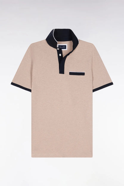 Eden Park Beige Men Short-Sleeved Polo Shirt in Beige Stretch Cotton Pique Slim Fit SKU: E26MAIPC0001_BEC13 Image 02