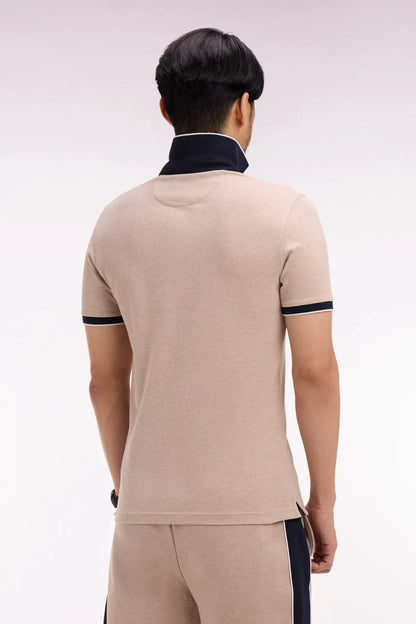 Eden Park Beige Men Short-Sleeved Polo Shirt in Beige Stretch Cotton Pique Slim Fit SKU: E26MAIPC0001_BEC13 Image 05