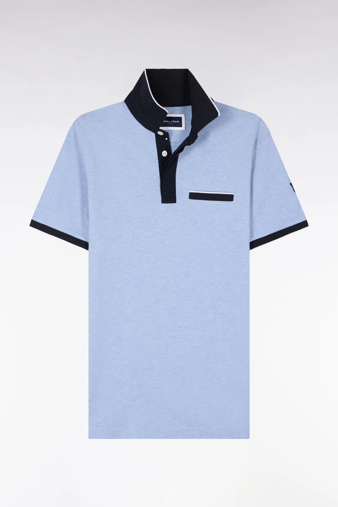 Eden Park Sky Blue Men Short-Sleeved Polo Shirt in Sky Stretch Cotton Pique Slim Fit SKU: E26MAIPC0001_BLC21 Image 02