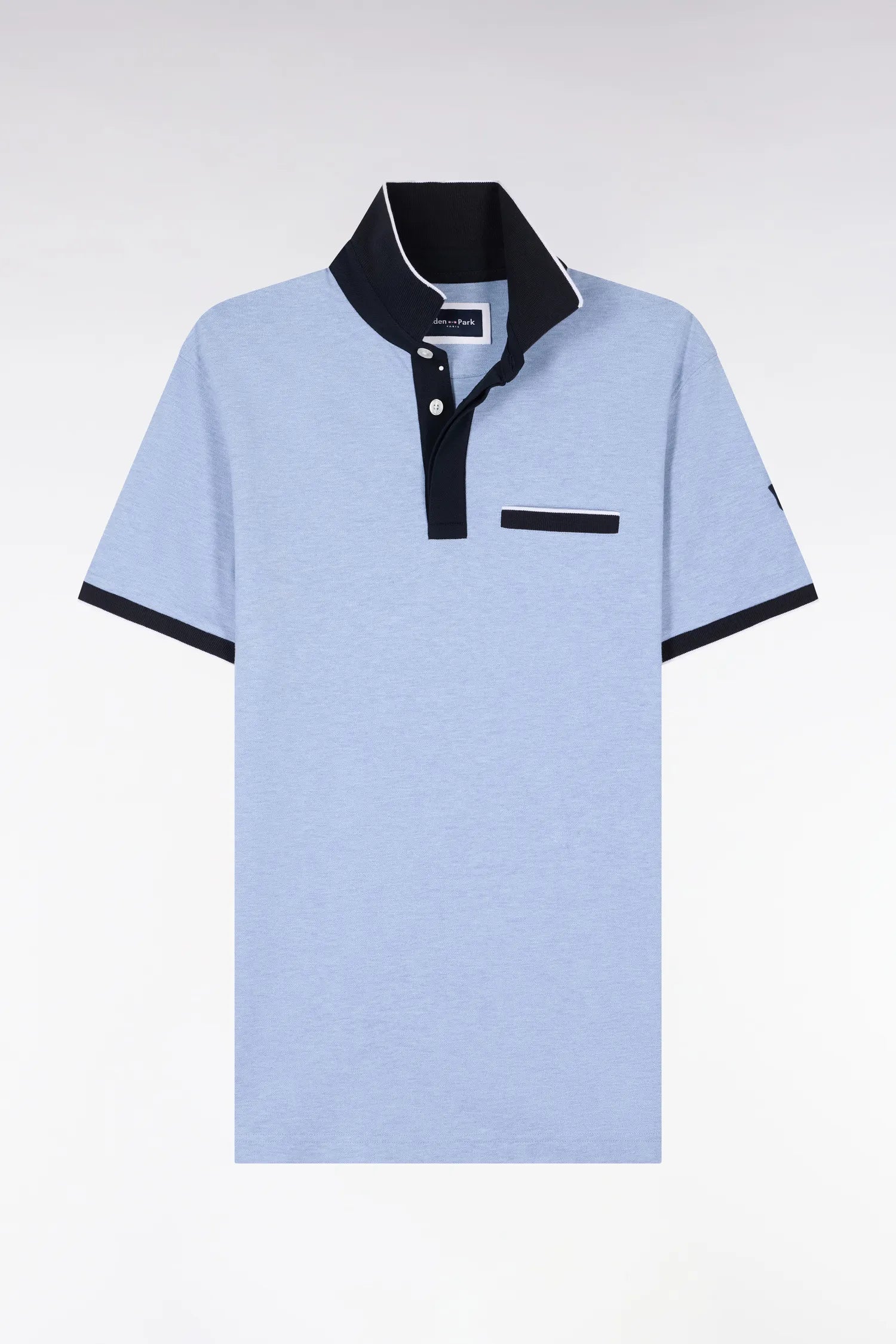 Eden Park Sky Blue Men Short-Sleeved Polo Shirt in Sky Stretch Cotton Pique Slim Fit SKU: E26MAIPC0001_BLC21 Image 02
