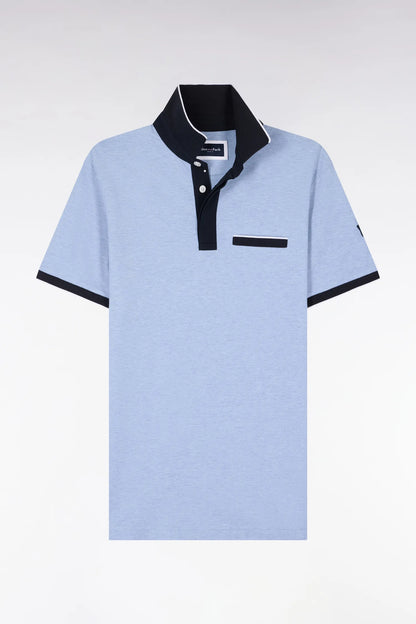 Eden Park Sky Blue Men Short-Sleeved Polo Shirt in Sky Stretch Cotton Pique Slim Fit SKU: E26MAIPC0001_BLC21 Image 02