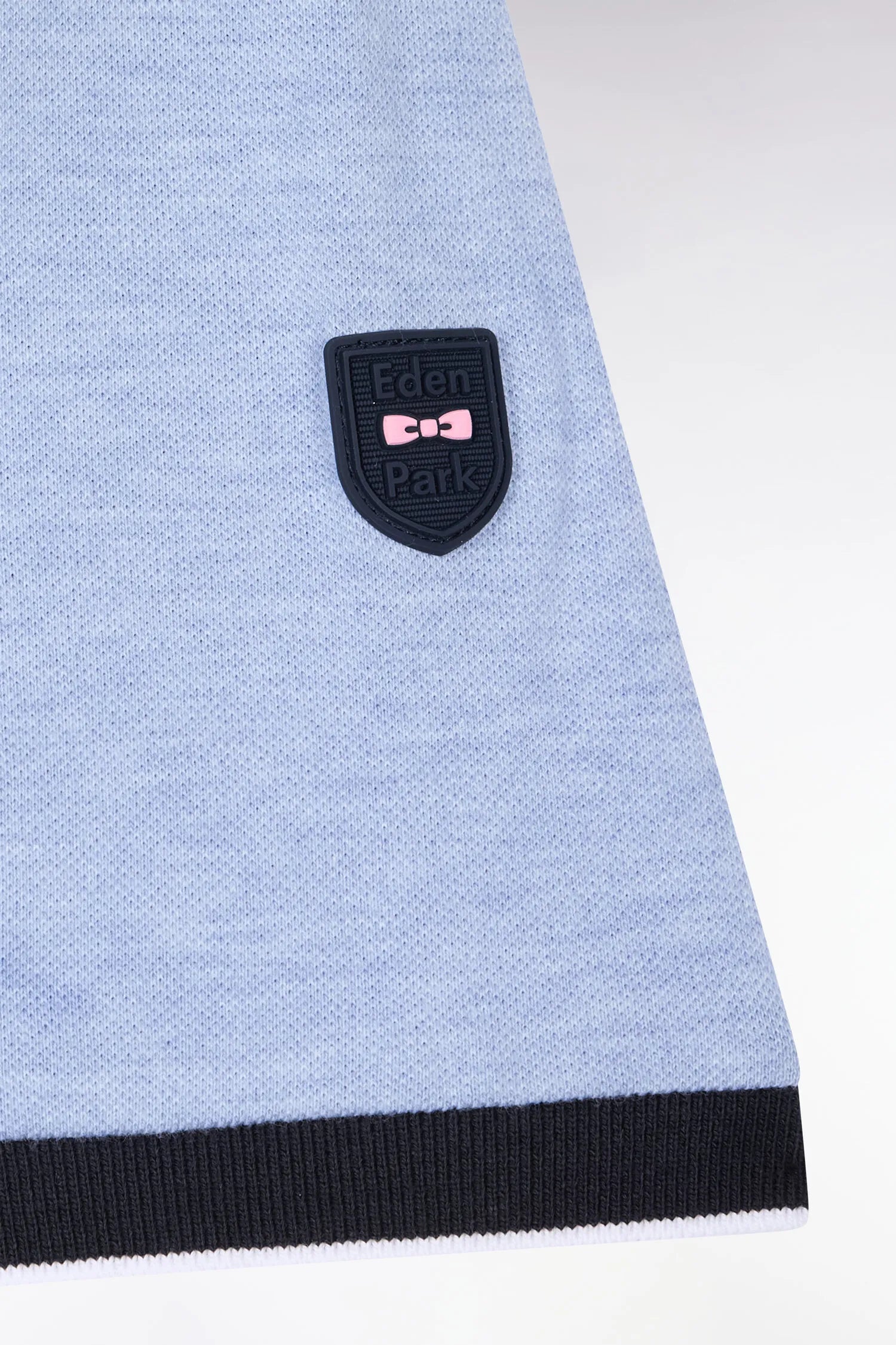Eden Park Sky Blue Men Short-Sleeved Polo Shirt in Sky Stretch Cotton Pique Slim Fit SKU: E26MAIPC0001_BLC21 Image 06