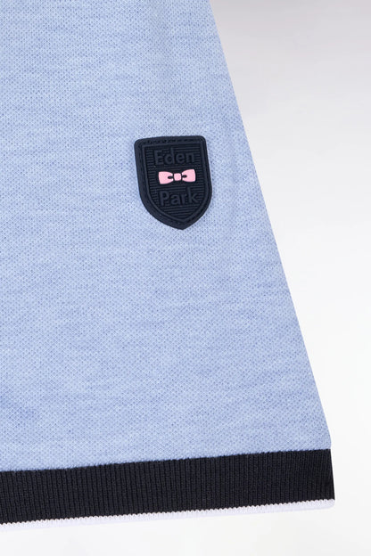 Eden Park Sky Blue Men Short-Sleeved Polo Shirt in Sky Stretch Cotton Pique Slim Fit SKU: E26MAIPC0001_BLC21 Image 06