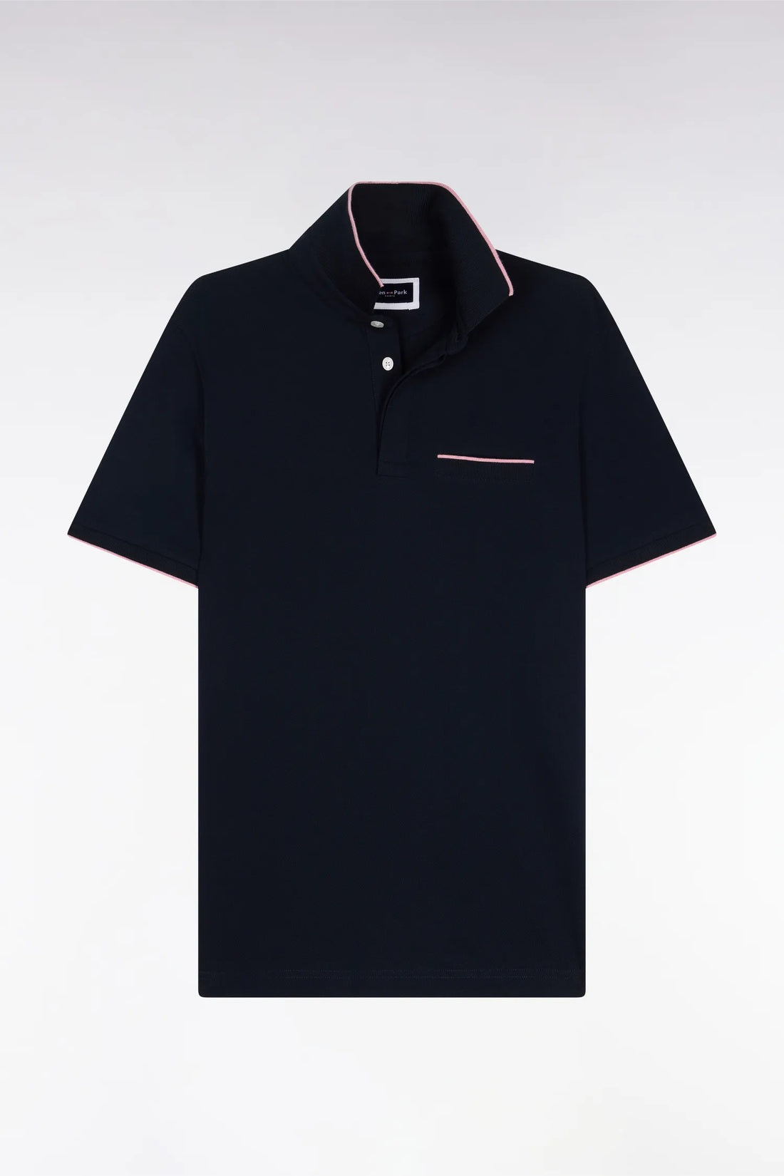 Eden Park Navy Blue Men Short-Sleeved Polo Shirt in Navy Stretch Cotton Pique Slim Fit SKU: E26MAIPC0001_BLF Image 02