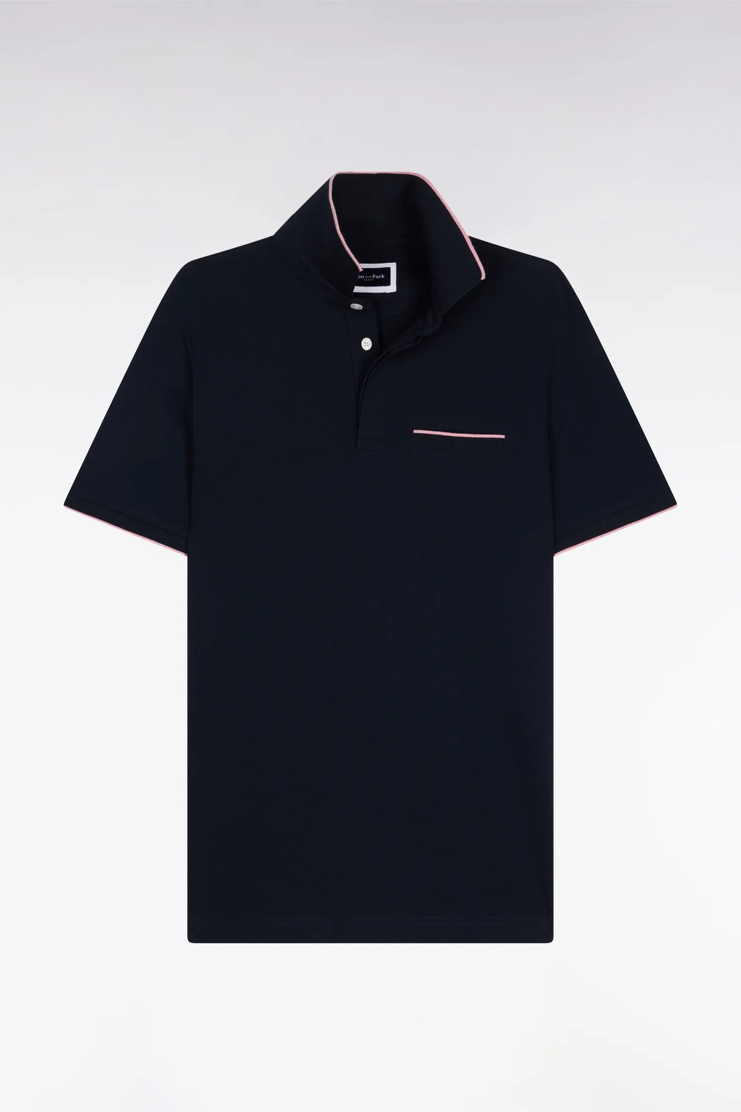 Eden Park Navy Blue Men Short-Sleeved Polo Shirt in Navy Stretch Cotton Pique Slim Fit SKU: E26MAIPC0001_BLF Image 02