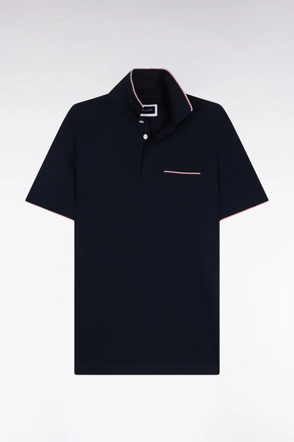 Eden Park Navy Blue Men Short-Sleeved Polo Shirt in Navy Stretch Cotton Pique Slim Fit SKU: E26MAIPC0001_BLF Image 02