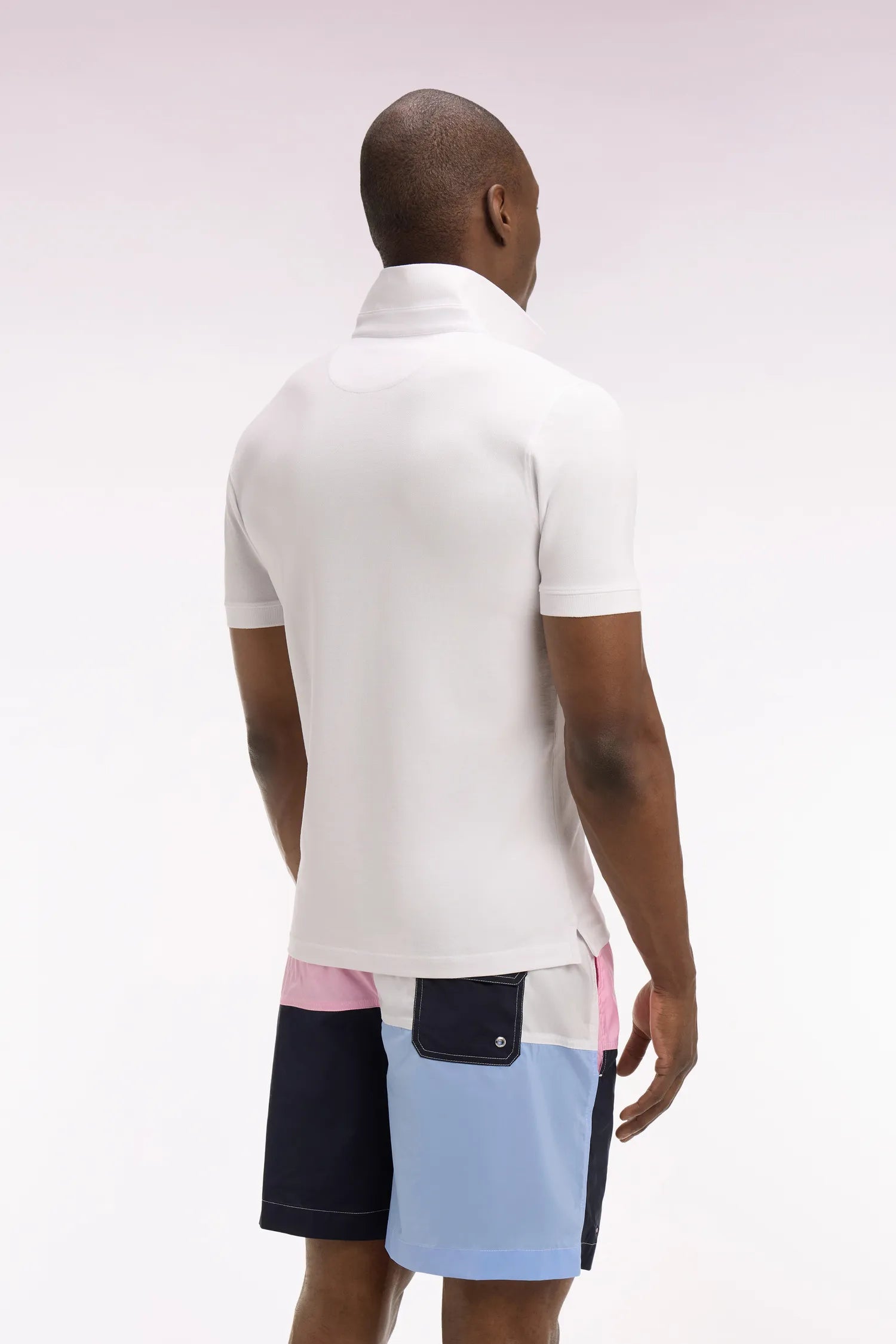 Eden Park 0 Men Slim Fit Short-Sleeved White Cotton Polo Shirt SKU: E26MAIPC0005_BC Image 04