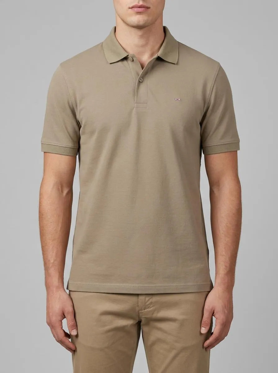 Eden Park 0 Men Short-Sleeved Slim-Fit Brown Cotton Polo Shirt SKU: E26MAIPC0005_BEM Image 00