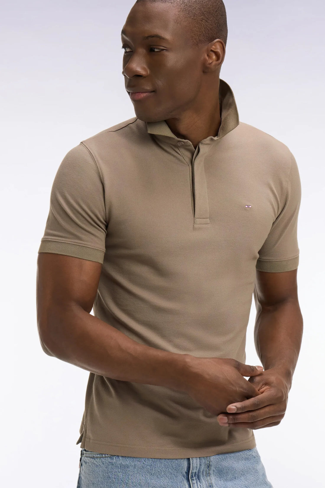 Eden Park 0 Men Short-Sleeved Slim-Fit Brown Cotton Polo Shirt SKU: E26MAIPC0005_BEM Image 02