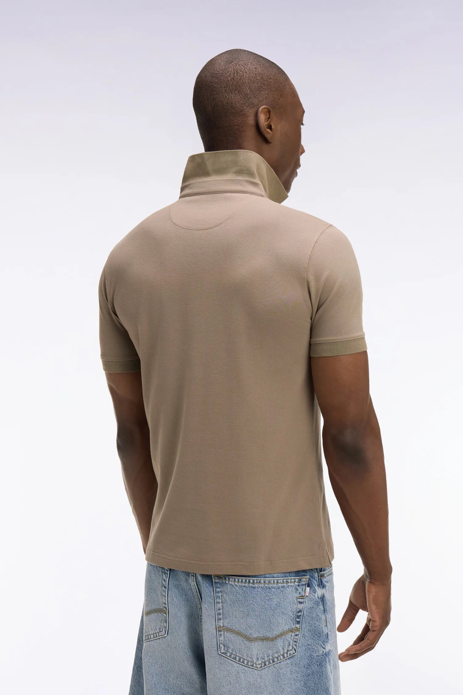 Eden Park 0 Men Short-Sleeved Slim-Fit Brown Cotton Polo Shirt SKU: E26MAIPC0005_BEM Image 04