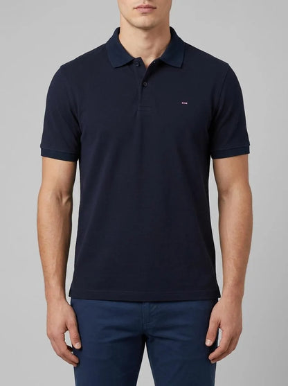 Eden Park 0 Men Slim Fit Navy Cotton Short-Sleeved Polo Shirt SKU: E26MAIPC0005_BLF Image 00