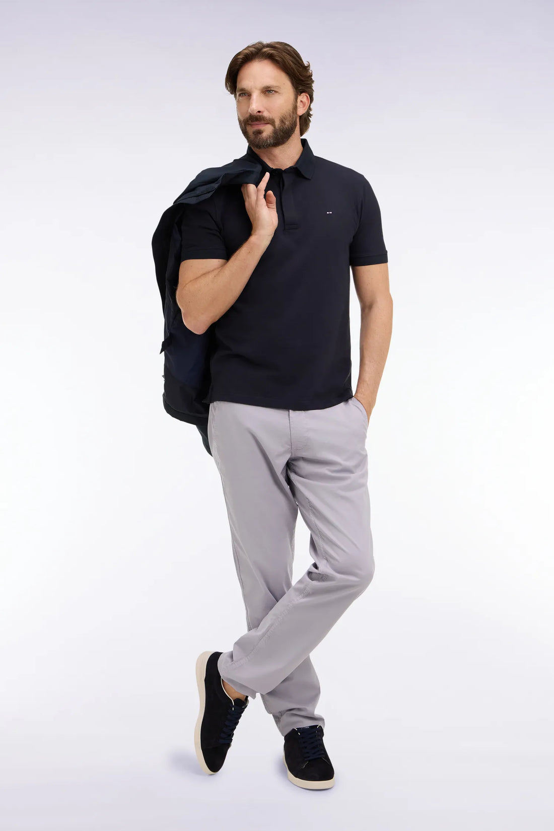 Eden Park 0 Men Slim Fit Navy Cotton Short-Sleeved Polo Shirt SKU: E26MAIPC0005_BLF Image 02