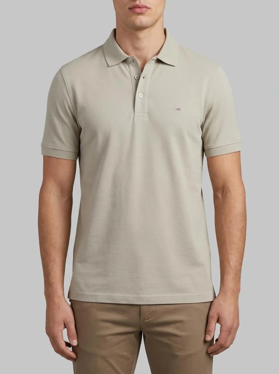 Eden Park 0 Men Slim Fit Grey Cotton Short-Sleeved Polo Shirt SKU: E26MAIPC0005_GRM5 Image 00